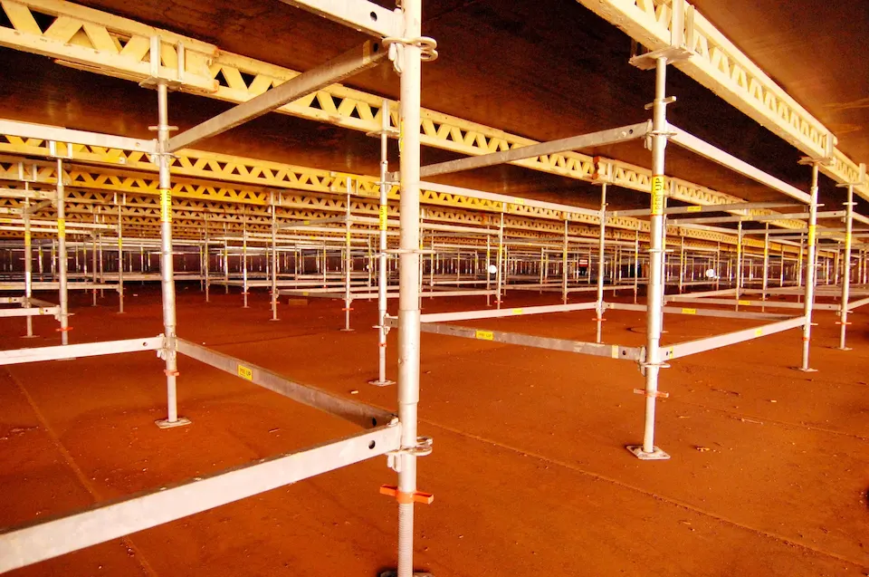 Interior shoring system installed by Fresno Scaffolding Rental for structural support